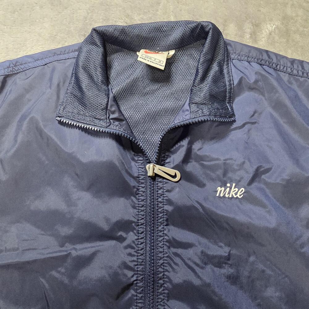 Nike Jacket Unisex Kids S Blue Windbreaker Full Zip Mesh Lined Nylon Lightweight